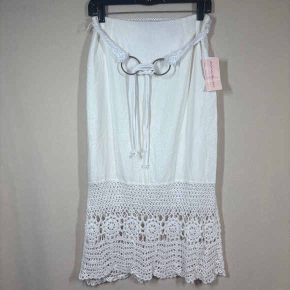 Bandolino Dresses & Skirts - NWT Bandolino Crochet Midi Skirt 4 White Boho Beach Coastal Cottagecore Coquette
